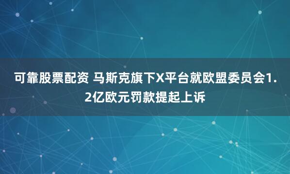 可靠股票配资 马斯克旗下X平台就欧盟委员会1.2亿欧元罚款提起上诉